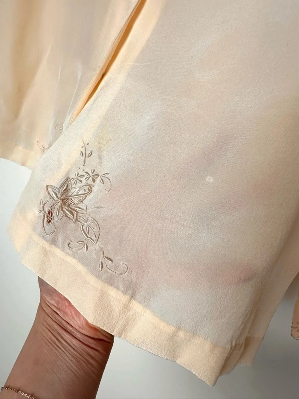 Vintage 100% Silk Embroidered Lace Cutout Blouse Feminine Prairiecore Romantic - Picture 12 of 12